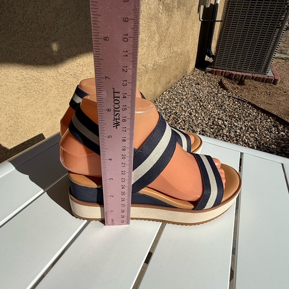 Corso Como Navy and White Striped Women's wedge Sandals size 6M - Picture 6 of 14